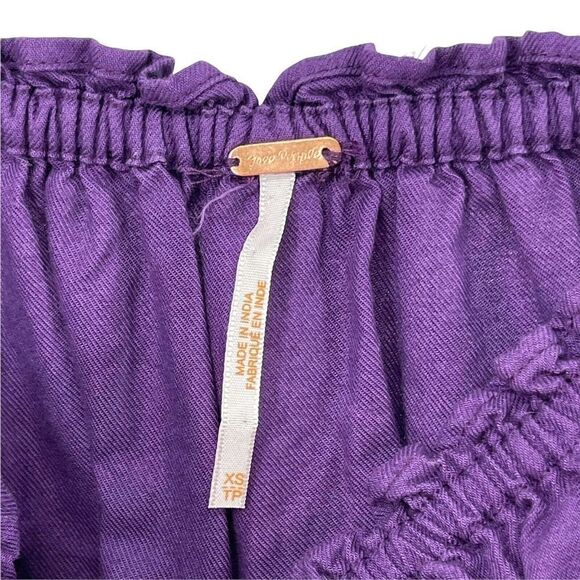 Free People Fleur De Jour Mini Dress Purple Off Shoulder Floral Embroidered XS - Picture 7 of 8